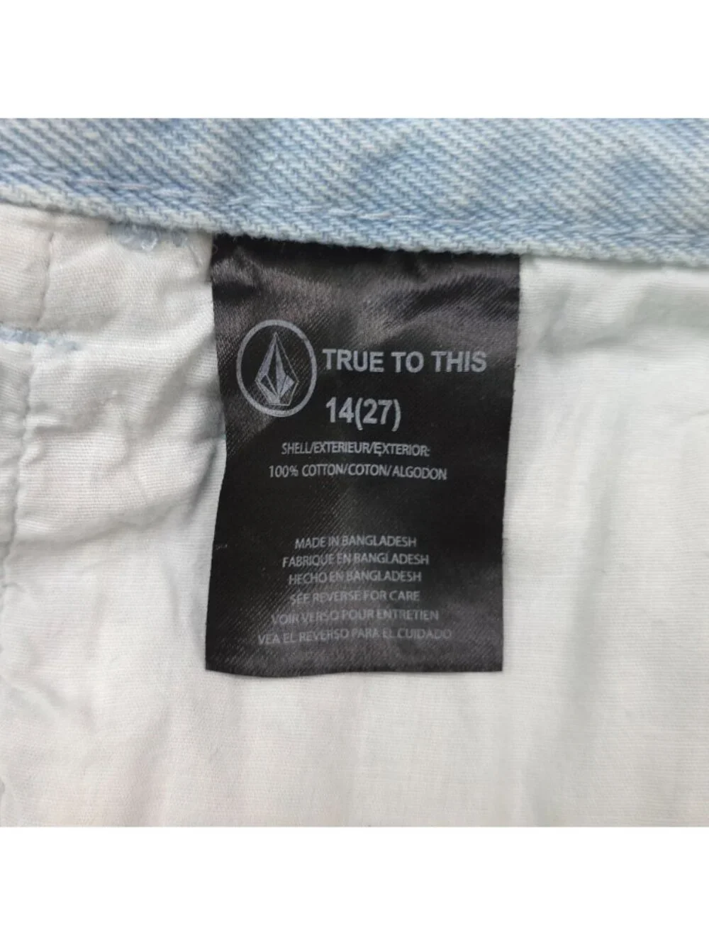 Volcom Billow Loose Fit Denim Jeans Boys Youth sz 14 27  Relaxed Rise Light Wash